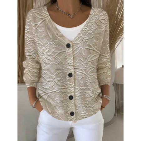 Women Floral Long Sleeve V Neck Casual Spring/Fall Cardigan Outerwear