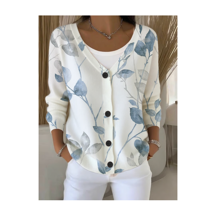 Women Floral Long Sleeve V Neck Casual Spring/Fall Cardigan Outerwear