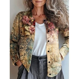 Women's Vintage Spring/Fall Gradient Pattern Knitted Cardigan