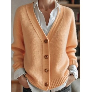 Women Plain Vintage Winter Cardigan