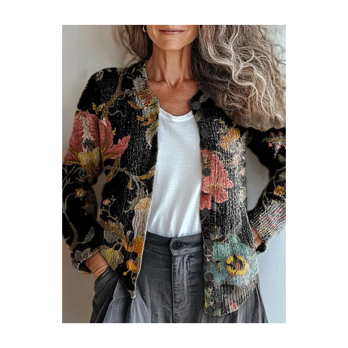 Women Floral Vintage Spring/Fall Printing Cardigan