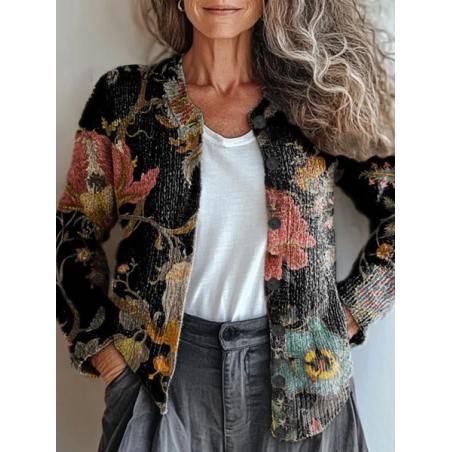 Women Floral Vintage Spring/Fall Printing Cardigan