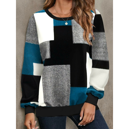 Women Abstract Crew Neck Printing Casual Spring/Fall Long Sleeve Sweatshirt