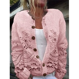 Women Floral Casual Spring/Fall Printing Cardigan