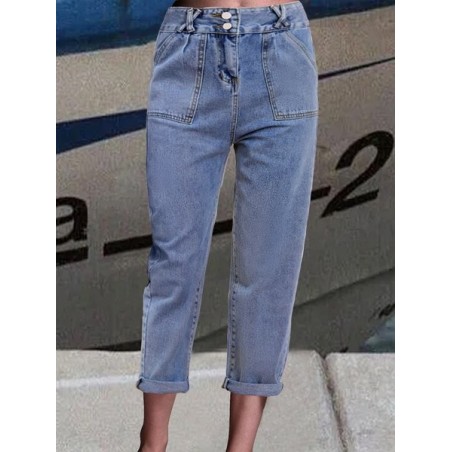 Buttoned Denim Casual Jeans
