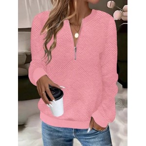 Women Plain V Neck Casual Spring/Fall Long Sleeve Sweatshirt