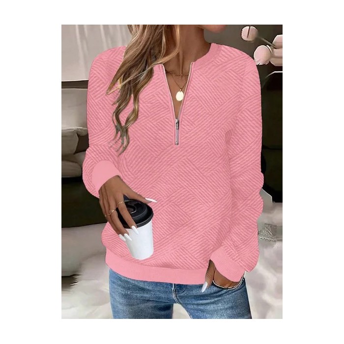 Women Plain V Neck Casual Spring/Fall Long Sleeve Sweatshirt