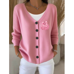 Women Pumpkin Pattern Casual Spring/Fall Printing Cardigan