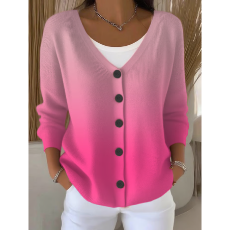 Women Ombre Casual Spring/Fall Printing Cardigan