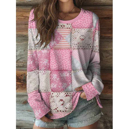 Women Floral Long Sleeve Tee T-shirt Crew Neck Printing Casual Spring/Fall Graphic Tee Top