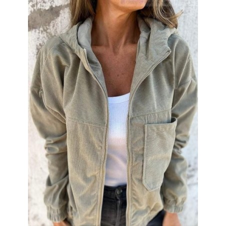 Women Spring/Fall Outerwear Vintage Split Joint Plain Long Sleeve Stand Collar Jacket