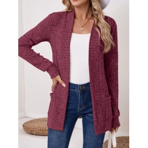 Women Plain Spring/Fall Cover-up Vintage Split Joint Lightweight Cardigan