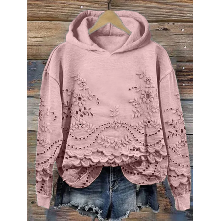 Women Floral Spring/Fall Printing Long Sleeve Casual Daily Hoodie