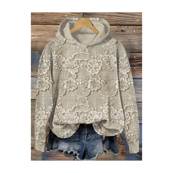 Women Floral Spring/Fall Printing Long Sleeve Casual Daily Hoodie
