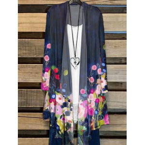 Women Floral Spring/Fall Cover-up Casual Lightweight Cardigan