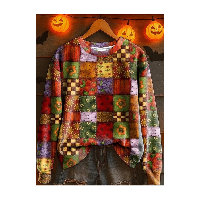 Women Halloween Crew Neck Printing Casual Spring/Fall Long Sleeve Sweatshirt