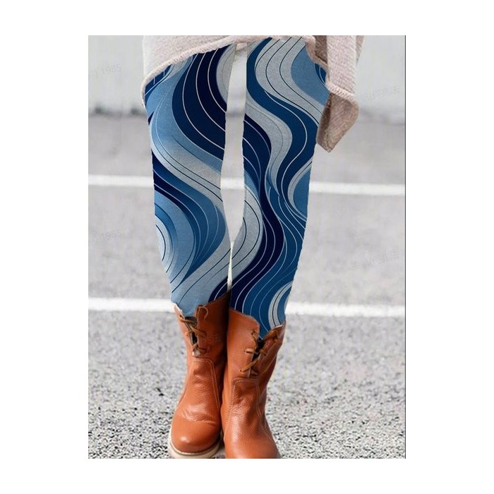 Women's Casual Geometric Jersey All Season Long Leggings