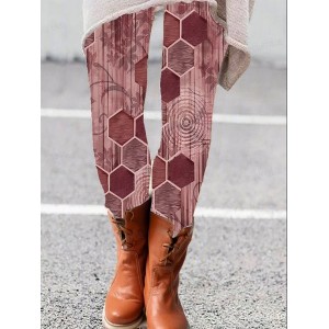 Women's Casual Geometric Jersey All Season Long Leggings