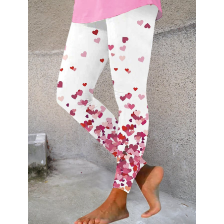 Women's Valentine Day Cute Heart Print Stretch Legging