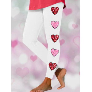 Women's Valentine Day Cute Heart Print Stretch Legging