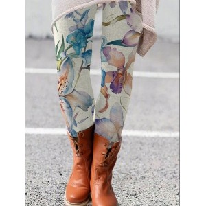 Women's Casual Floral Jersey All Season Long Leggings