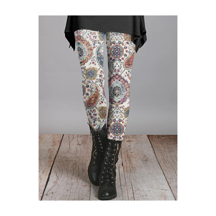 Women's Casual Floral Jersey All Season Printing Long Leggings