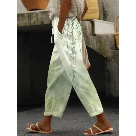 Women Floral Long Pant Casual Spring/Fall Trousers