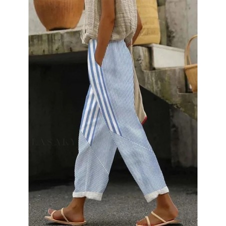 Women Striped Long Pants Casual Spring/Fall Trousers