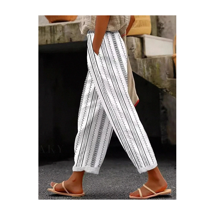 Women Striped Long Pant Casual Spring/Fall Trousers