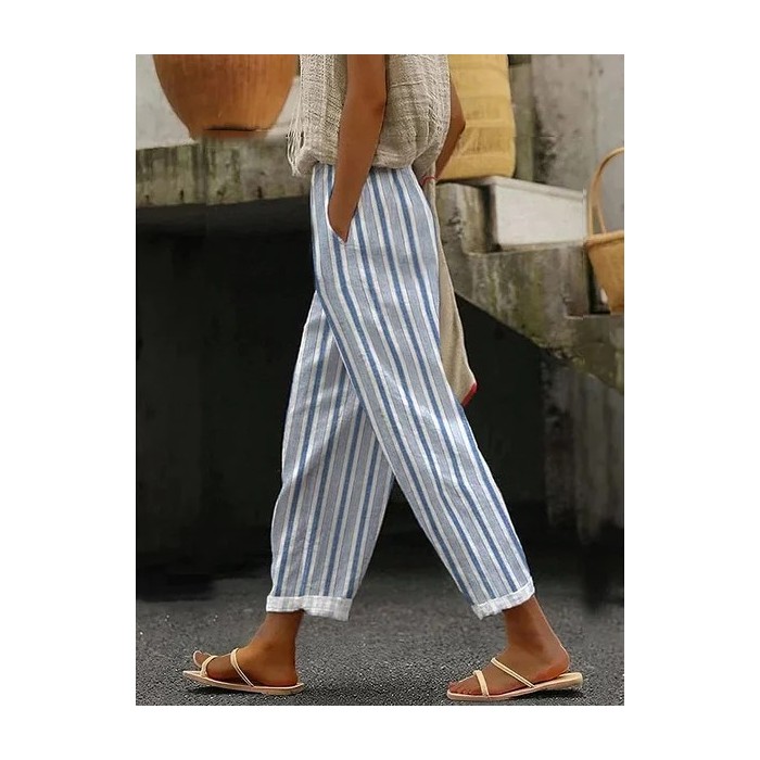 Women Striped Long Pant Casual Spring/Fall Trousers
