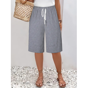 Women Striped Fifth Pants Pant Casual Summer Trousers