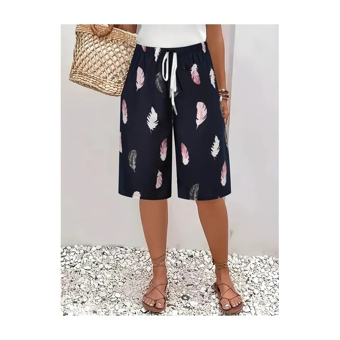 Women Feather Fifth Pants Pant Casual Summer Trousers