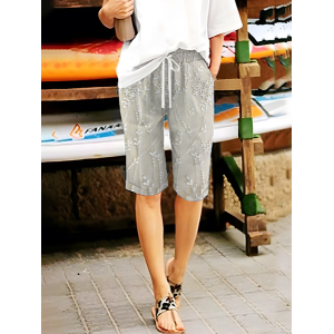 Women Floral Fifth Pants Pant Casual Summer Trousers