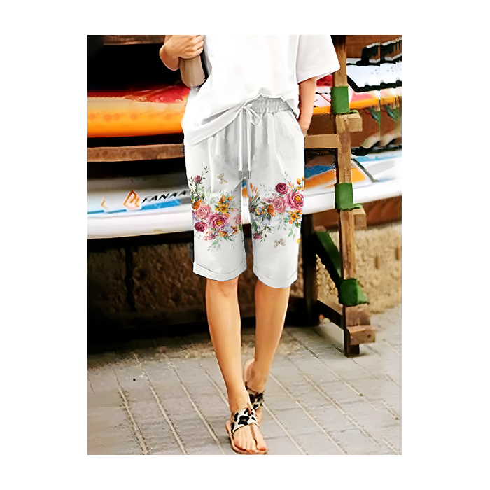Women Floral Fifth Pants Pant Casual Summer Trousers