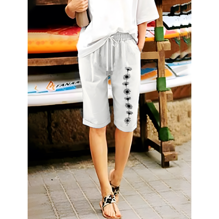 Women Floral Fifth Pants Pant Casual Summer Trousers