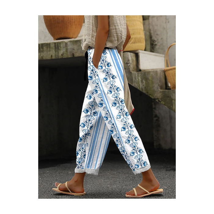 Women Striped Long Pant Casual Spring/Fall Trousers