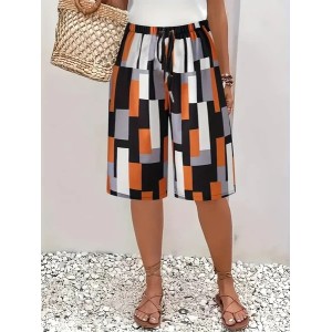 Women Geometric Fifth Pants Pant Casual Summer Trousers