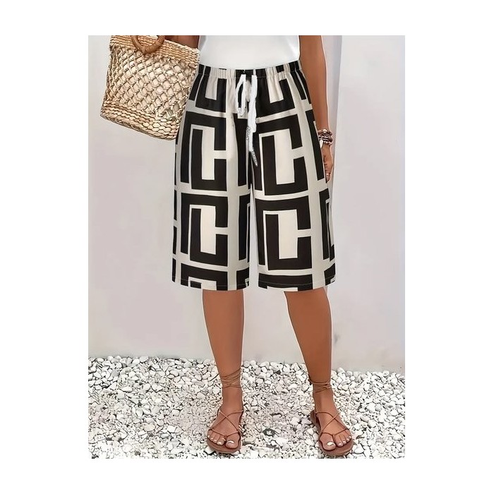 Women Geometric Fifth Pants Pant Casual Summer Trousers