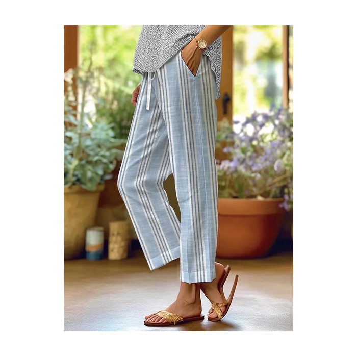 Women Striped Long Pant Casual Spring/Fall Trousers