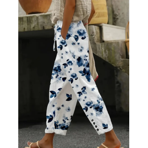 Women Floral Long Pants Casual Spring/Fall Trousers