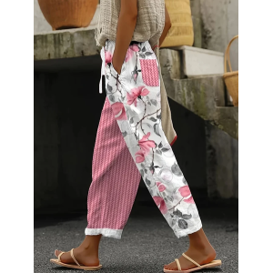 Women Floral Long Pants Casual Spring/Fall Trousers