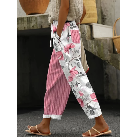 Women Floral Long Pants Casual Spring/Fall Trousers