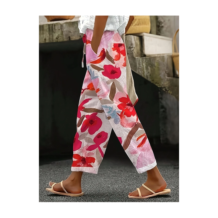 Women Floral Long Pants Casual Spring/Fall Trousers
