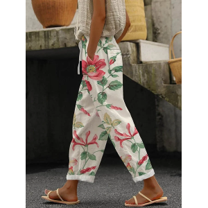 Women Floral Long Pants Casual Spring/Fall Trousers
