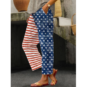 Women Independence Day (Flag) Long Pants Casual Spring/Fall Trousers