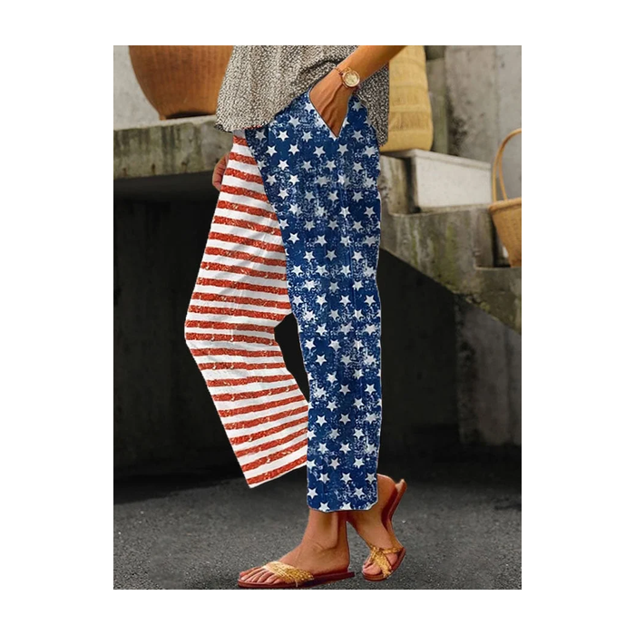 Women Independence Day (Flag) Long Pants Casual Spring/Fall Trousers