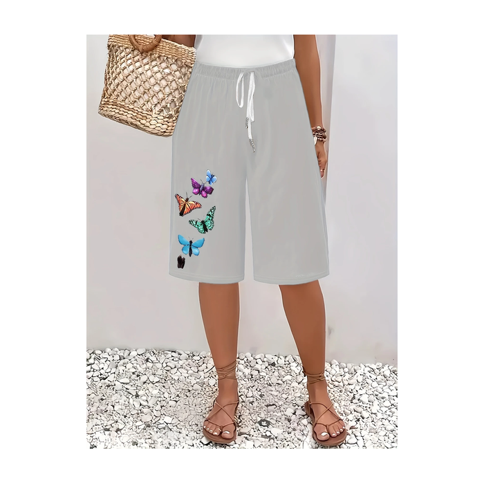 Women Butterfly Fifth Pants Pants Casual Summer Trousers