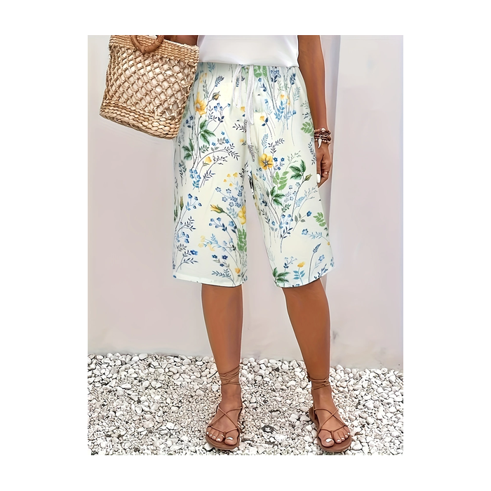 Women Floral Fifth Pants Pants Casual Summer Trousers