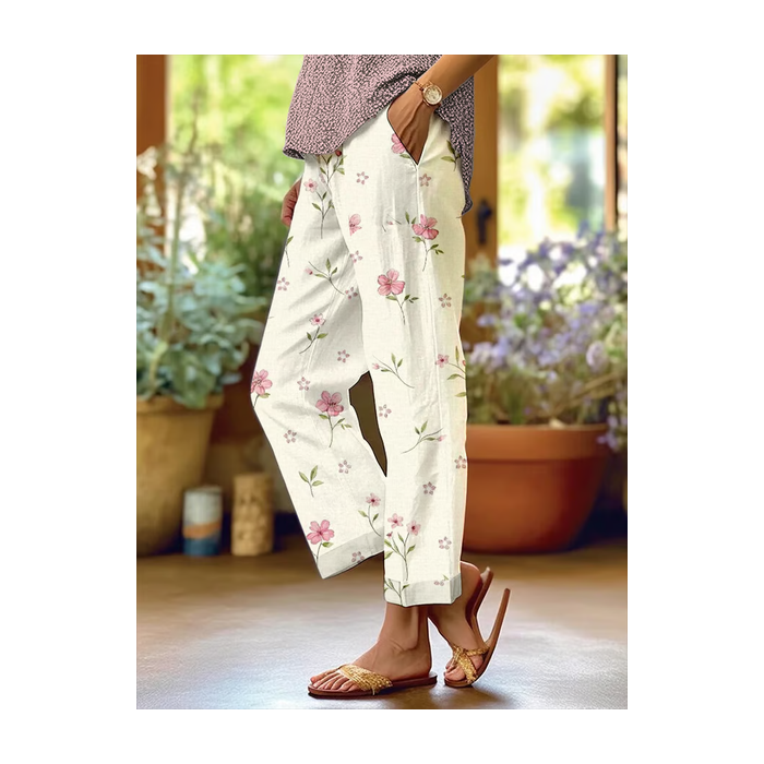 Women Floral Long Pants Casual Spring/Fall Trousers