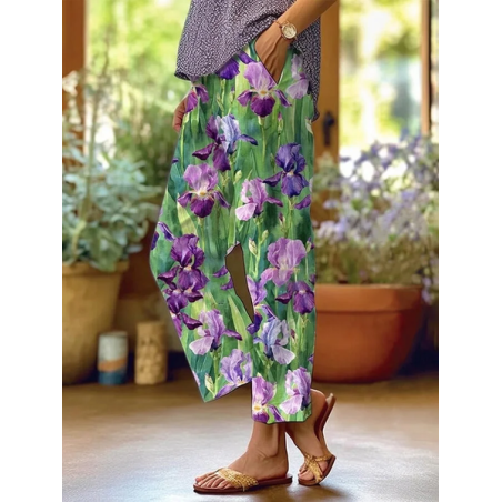 Women Floral Long Pants Casual Spring/Fall Trousers